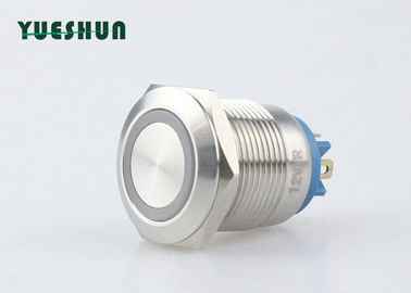 Çin 19mm Işıklı Anlık Push Button Switch Panel Montajlı 12 V 24 V Halka LED Fabrika