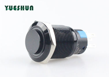Çin Siyah Alüminyum Push Button Anahtarı 110 V 220 V Halka LED Işıklı Anlık Distribütör